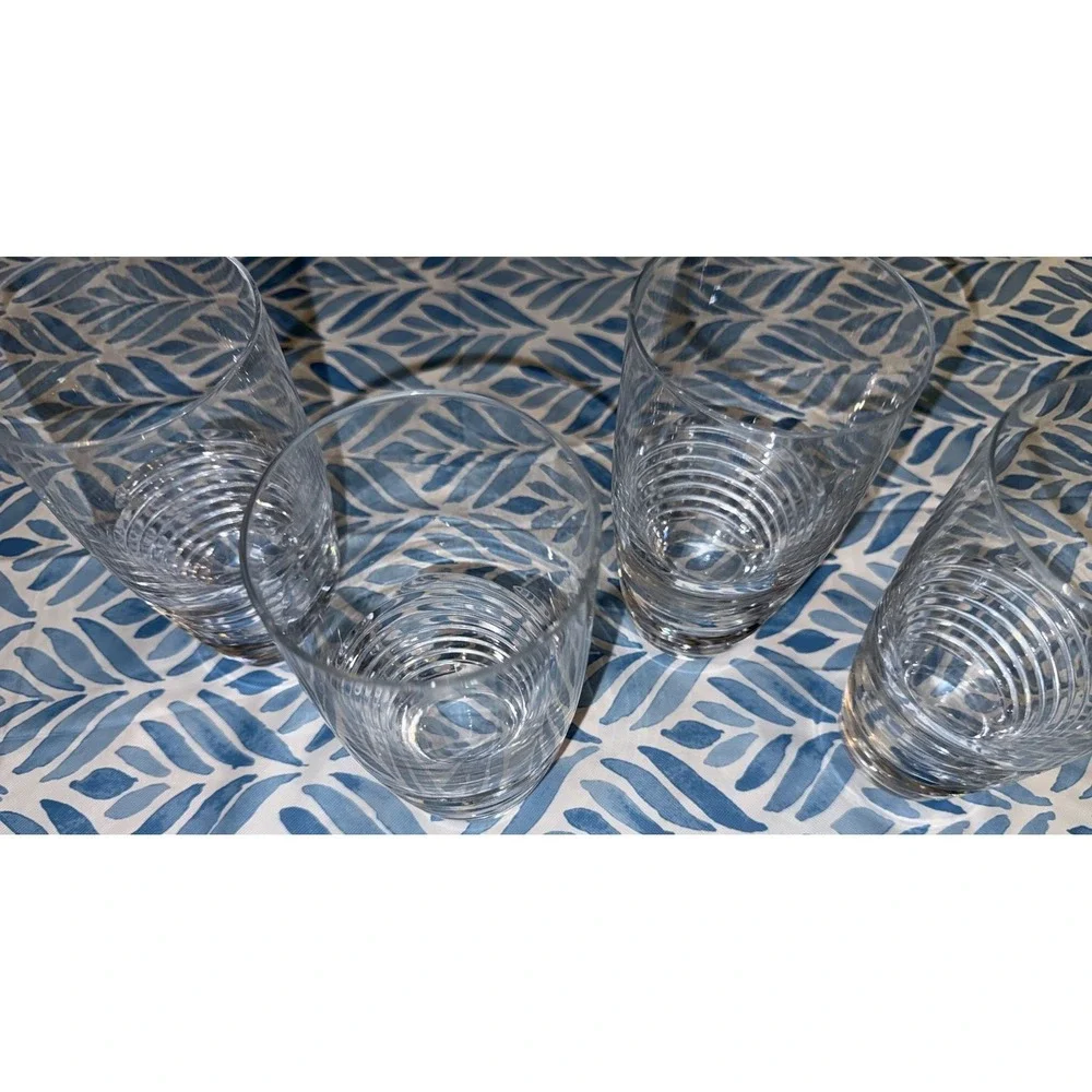 4 Crystal ROGASKA Highball Glasses Rogaska Vortex Drinking Glasses Clear Spiral